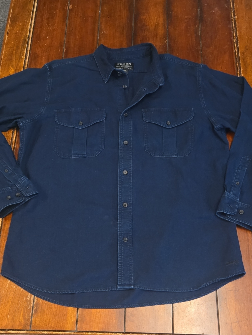 Filson Navy Cotton Button-Up Work Shirt